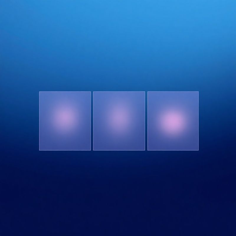 Abstract indigo and silver composition of three glowing pricing tier panels